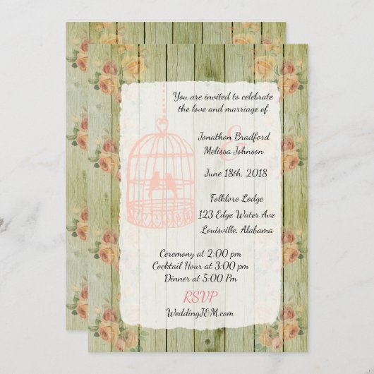 Rustique Floral Chic Floral Invitations de mariage (Devant / Derrière)