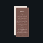 Rustique Floral Élégant minimaliste Mariage | Menu<br><div class="desc">La collection de mariage rustique et élégante du Delicate Bloom Paperie présente des bouquets floraux d'automne et de superbes couleurs sur le thème des automne. Personnalisez ce menu mariage avec vos entrées,  plats principaux et desserts planifiés. Cette version présente nos principaux éléments de conception,  inversés pour ajouter un contraste.</div>