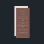 Rustique Floral Élégant minimaliste Mariage | Menu<br><div class="desc">La collection de mariage rustique et élégante du Delicate Bloom Paperie présente des bouquets floraux d'automne et de superbes couleurs sur le thème des automne. Personnalisez ce menu mariage avec vos entrées,  plats principaux et desserts planifiés. Cette version présente nos principaux éléments de conception,  inversés pour ajouter un contraste.</div>