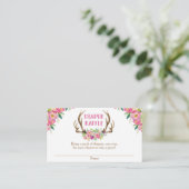 Rustique floral fille baby shower carte de tombole (Debout devant)