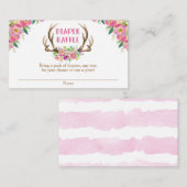 Rustique floral fille baby shower carte de tombole (Devant / Derrière)