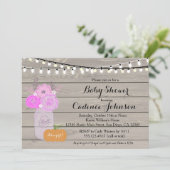 Rustique Floral Girl Purple Baby shower Invitation (Debout devant)