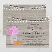 Rustique Floral Girl Purple Baby shower Invitation (Devant / Derrière)