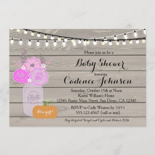 Rustique Floral Girl Purple Baby shower Invitation
