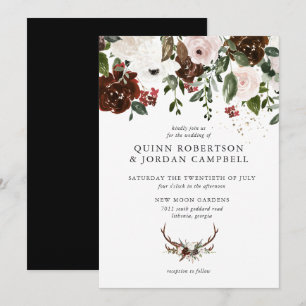 Rustique Floral Invitation de mariage bohème bot