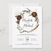 Rustique Floral | Invitation de mariage bohème bot (Devant)