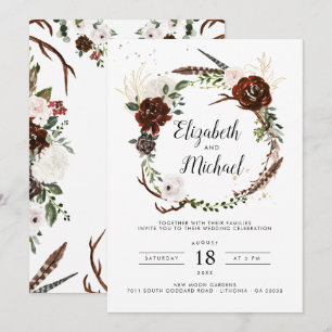 Rustique Floral Invitation de mariage bohème bot