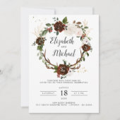 Rustique Floral | Invitation de mariage bohème bot (Devant)