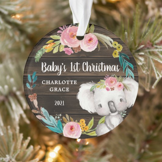 Rustique Floral Koala Baby's First Christmas (Arbre)