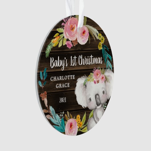 Rustique Floral Koala Baby's First Christmas (devant)