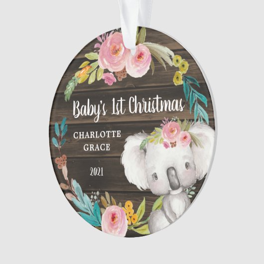 Rustique Floral Koala Baby's First Christmas (devant)