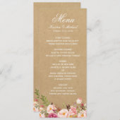 Rustique Floral Kraft | Élégant menu Mariage chic (Devant / Derrière)