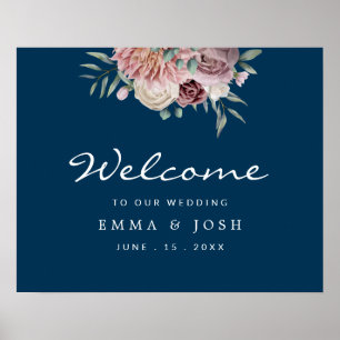 Rustique, Floral, Marine, Affiche de bienvenue Mar