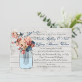 Rustique Floral Mason Jar Faire-part de mariage (Debout devant)