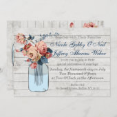 Rustique Floral Mason Jar Faire-part de mariage (Devant / Derrière)