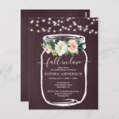 Rustique Floral Mason Jar Invitation Fête des mari (Devant / Derrière)