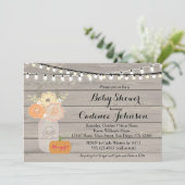 Rustique Floral Orange rose fille Invitation Baby  (Debout devant)