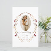 Rustique Floral Oval Photo Botanique Menu de la co (Debout devant)