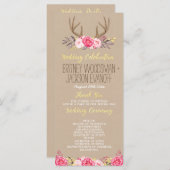Rustique Floral Peony & Deer Antler Programmes de  (Devant / Derrière)