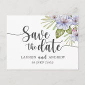 Rustique Floral Purple Enregistrer la date Carte p (Devant)