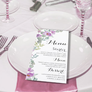 Rustique Floral Rose Watercolor Menu Mariage