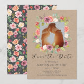 Rustique Floral Wreath Photo Enregistrer La Carte (Devant / Derrière)