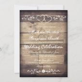 Rustique Grange Bois Double Coeur Invitations de m (Devant)