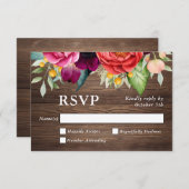 Rustique Grange Bois Floral Mariage RSVP (Devant / Derrière)