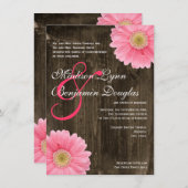 Rustique Grange Bois rose marguerite Invitations (Devant / Derrière)