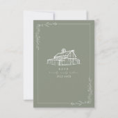 Rustique Grange Sage Green Wedding RSVP (Devant)
