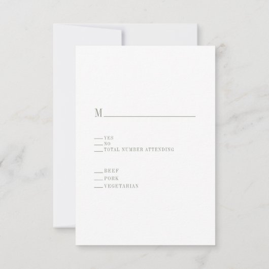 Rustique Grange Sage Vert Mariage blanc RSVP (Dos)