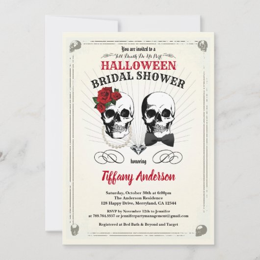 Rustique Halloween nuptiale invitation à la douche (Devant)