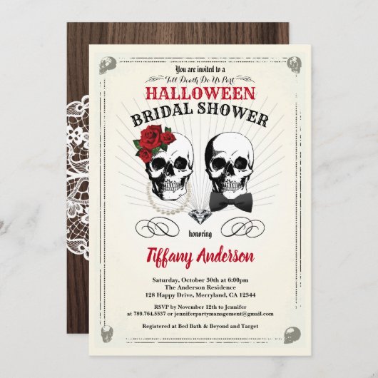 Rustique Halloween nuptiale invitation à la douche (Devant / Derrière)