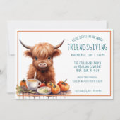 Rustique Highland Cow Friendsgiving Invitation (Devant)