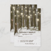 Rustique hiver Bois Lumières Mariage RSVP (Devant / Derrière)