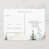 rustique hiver forêt mariage rsvp carte postale (Dos)