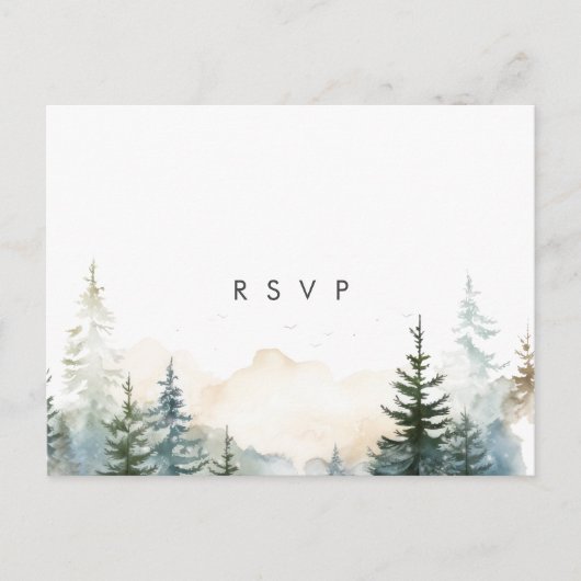 rustique hiver forêt mariage rsvp carte postale (Devant)