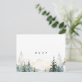 rustique hiver forêt mariage rsvp carte postale (Debout devant)