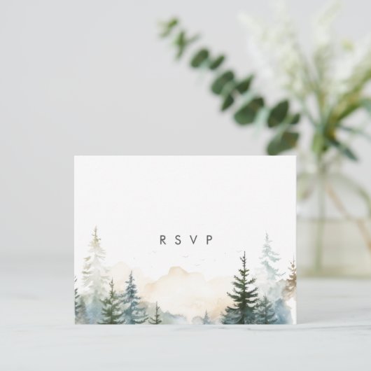 rustique hiver forêt mariage rsvp carte postale (Debout devant)
