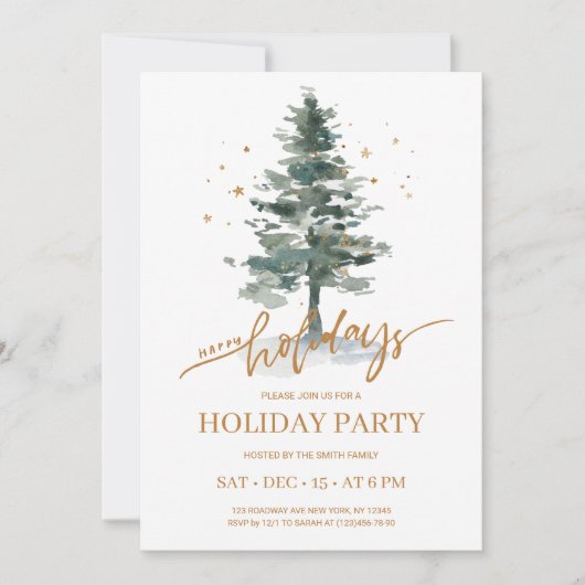 Rustique Hiver Pine Tree Fête Invitation (Devant)