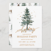 Rustique Hiver Pine Tree Fête Invitation (Devant / Derrière)