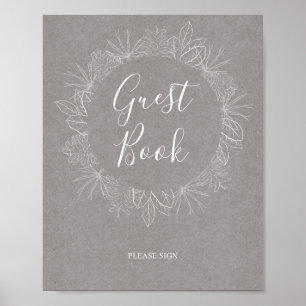 Rustique Hiver Signe de Livre d'Or Gris