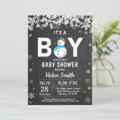 Rustique hiver Snowman Baby shower Boy Invitation (Debout devant)
