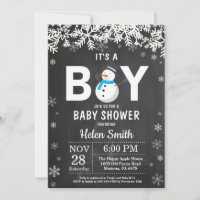 Rustique hiver Snowman Baby shower Boy Invitation