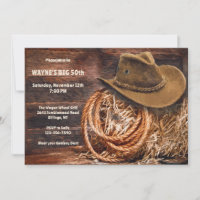 Rustique Homme Western Invitation