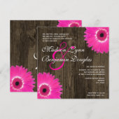 Rustique Hot Rose Carré mariage invitation (Devant / Derrière)
