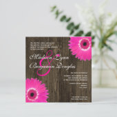 Rustique Hot Rose Carré mariage invitation (Debout devant)