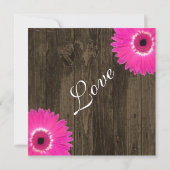 Rustique Hot Rose Carré mariage invitation (Dos)