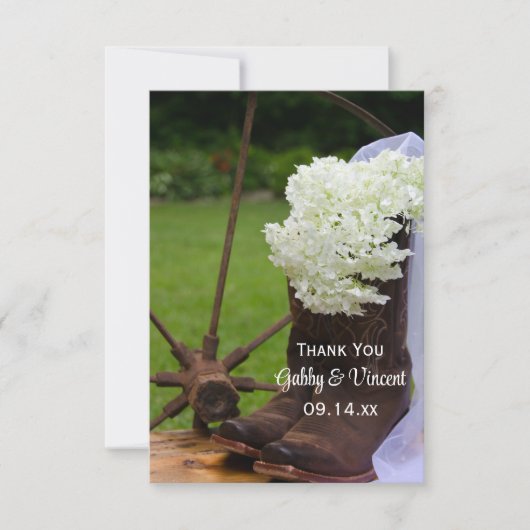 Rustique Hydrangea Cowboy Bottes Mariage Merci (Devant)
