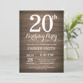 Rustique Invitation du 20e anniversaire (Debout devant)